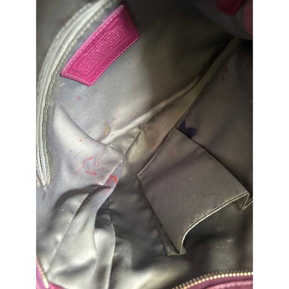 Coach Leather Studded Hobo Shoulder Bag in Plum Purple - Picture 8 of 10